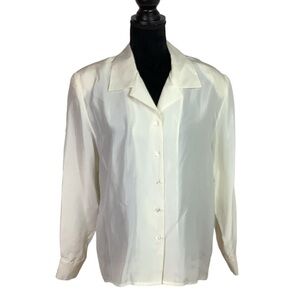 PORTS SILK VINTAGE CREAM BLOUSE NWT 12